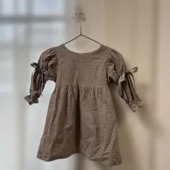 Aosta チェック ワンピース Mサイズ　リボン付き