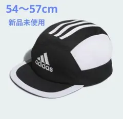 新品未使用　adidas ストライプデザインキャップ 黒/白　メッシュ54〜57