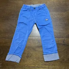 キッズ　120cm ミキハウス　青色 チェック柄折り返し長ズボン