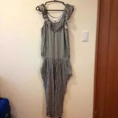 ブバルディア　サルエル　サロペット　グレー　ドット　フリル