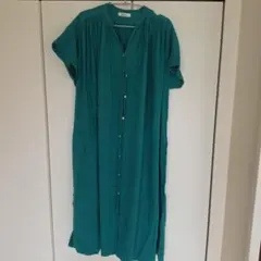 niko and... Fサイズ 半袖 ロングシャツワンピース グリーン