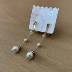 パールとクリスタルのロングイヤリング