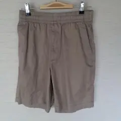 ベージュ ゴムウエスト ショートパンツ