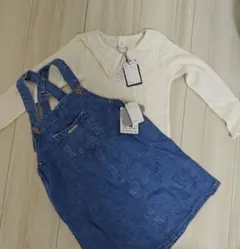 デニムオーバーオールワンピース 110