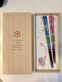 若狭塗 夫婦箸 桜柄 あわび貝 箸置きセットのサムネイル