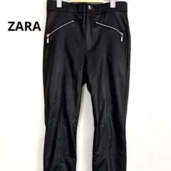 ZARA フェイクレザー ジップパンツ ブラック M モード系