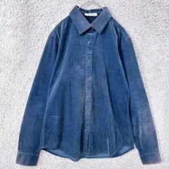 4315. ニューヨーカー シャツ 9号 ネイビー コーデュロイ コットン 通勤