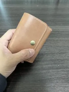 レザー製コンパクト財布 ブラウン