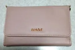 ピンク 三つ折り財布 合成皮革 花柄