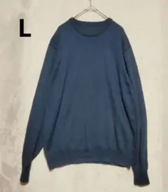 無印良品　MUJI 　薄手　丸首　セーター　 ウール　 L