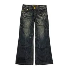 grunge y2k ブーツカットデニム フレアデニム ダークブルー