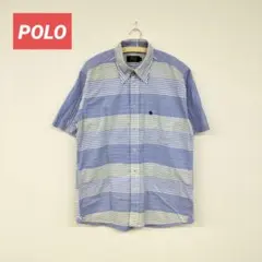 □［POLO］ 半袖シャツ 青と白のストライプ