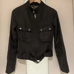 【春物】VICKY ビッキー麻混ライダースジャケット　Sサイズ　黒色のサムネイル