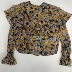 ZARA 花柄フリルブラウス（長袖）