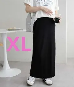 DISCOAT リブカットナロースカート ブラック XL