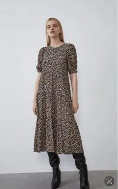 美品　ZARA 花柄　ティアード　ワンピース　M