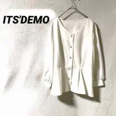 3724K イッツデモ ペプラム　七分袖ブラウス シャツ　Vネック白 きれいめ