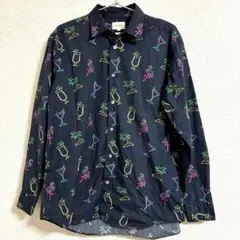 BEAMS ビームス ネオンサイン柄 総柄シャツ 長袖 ブラック Mサイズのサムネイル