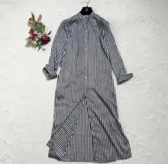 美品　ローレンラルフローレン　シャツワンピース　金ボタン　ストライプ　ロング