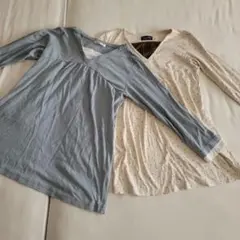 水色とドット柄 Mサイズ　ルームウェア　部屋着　授乳服　2枚セット
