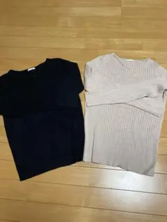GU リブ編み長袖ニット2色セット
