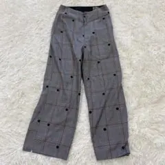 【URBAN RESEARCH】ワイドパンツ(S)グレー/チェック/ドット