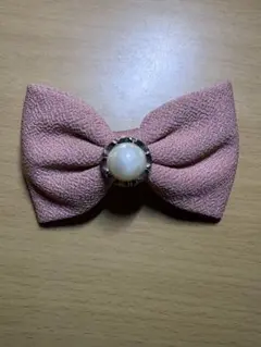 ピンク リボン バレッタ パール調モチーフ ヘアアクセサリー