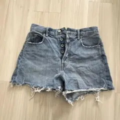 【美品】デニムショートパンツ ライトブルー フリンジヘム
