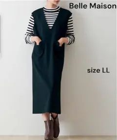 【美品】Vネックジャンスカ「ミッキーモチーフ」 ベルメゾン　sizeLL