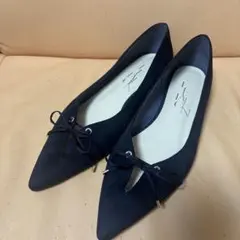 【極美品】LE TALON 24.5cmルタロン リボンポインテッド　ブラック