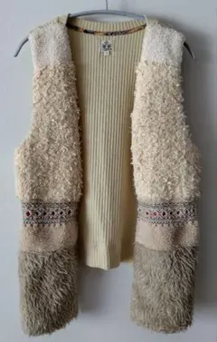 チチカカ　ベスト　ニット　異素材　ボア　ファー