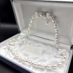 【テリ◎】本真珠 ネックレス パール セミラウンド　シルバー　7.8-8.3mm