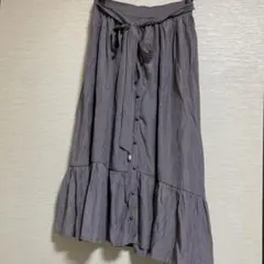 アクシーズファム グレー フレアスカート リボン付き　ウエストゴム フリーサイズ