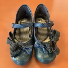 ANNA SUI miniリボン付きダークグリーンバレエシューズ18センチ