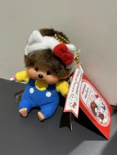 モンチッチ　ハローキティ 顔でかSSキーチェーン monchhichi