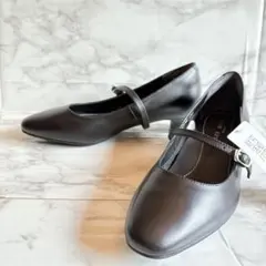 新品 AOKI 4E幅広ブラックストラップ取外しパンプス 黒24 就活フォーマル