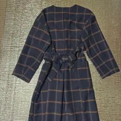 ikkaネイビーチェックロングコートのサムネイル