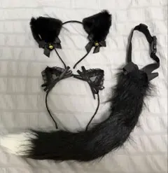黒猫コスプレ/シッポと猫耳カチューシャ