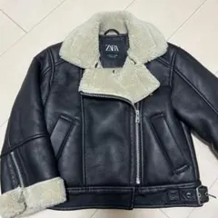 ZARA ボア襟付きレザージャケット 6-7