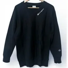 チャンピオン　リバースウィーブ　スウェット　トレーナー　ブラック　Vネック