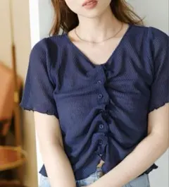 【美品】kastane フロントシャーリング半袖TEE