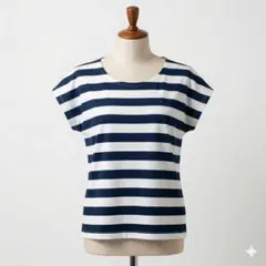 ehka sopo エヘカソポ ボーダー半袖Tシャツ ネイビー M 古着