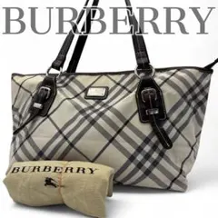 バーバリーブルーレーベル トートバッグ 大容量 A4可 ノバチェック ロゴ342