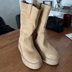 タマリス　ベージュ スエード ロングブーツ ジッパー付き　サイズ38