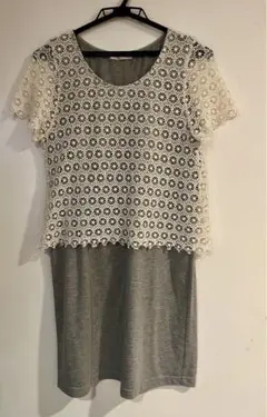 chocol raffine robe　 レーストップス ワンピース　グレーのサムネイル