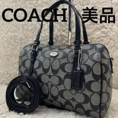 美品 コーチ 2way PVC ショルダーバッグ ハンドバッグ ミニベネット 黒