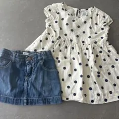 baby GAP ドット柄ワンピース & OLD NAVY デニムスカートのサムネイル