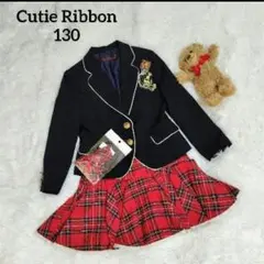 極美品 cutie Ribbon 130　女児フォーマル 入学　チェック　フリルのサムネイル