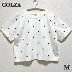 美品 COLZA ハート刺繍 半袖Tシャツ M 白 ショート丈 Honeysのサムネイル