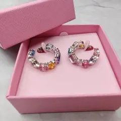 極美品　SWAROVSKI スワロフスキー Gema フープピアス　マルチカラーのサムネイル
